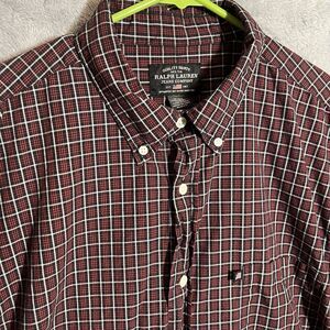 Polo Ralph‎ Lauren Jeans Co. Men's XL Button Down Red Plaid RL Flag L/S